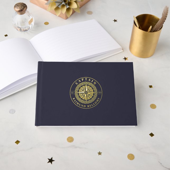 Gold Nautical Foil Guest Book (Front Open)