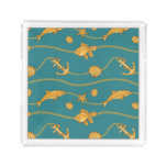Gold Nautical Pattern Acrylic Tray