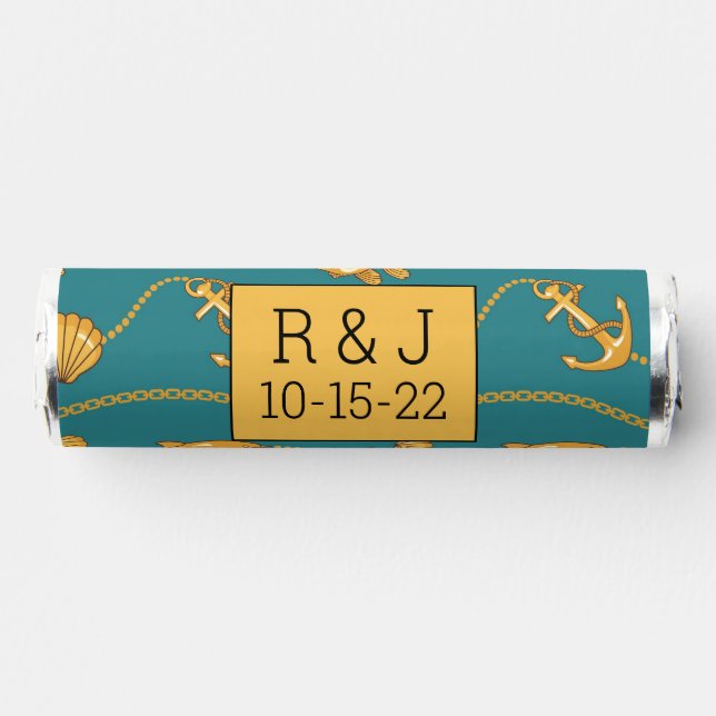 Gold Nautical Pattern Breath Savers® Mints (Front)