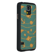 Gold Nautical Pattern Carved Maple Galaxy S5 Slim Case (Right)