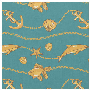 Gold Nautical Pattern Fabric