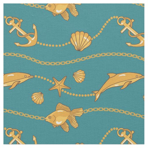 Gold Nautical Pattern Fabric