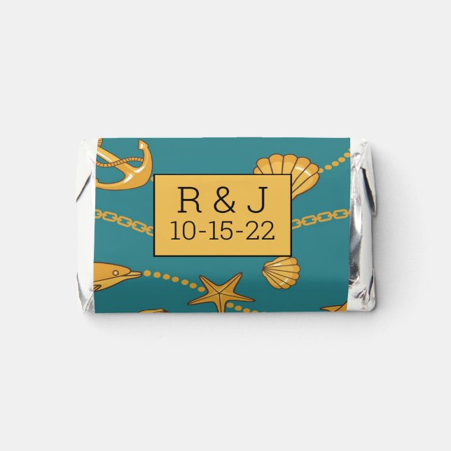 Gold Nautical Pattern Hershey's Miniatures (Front)