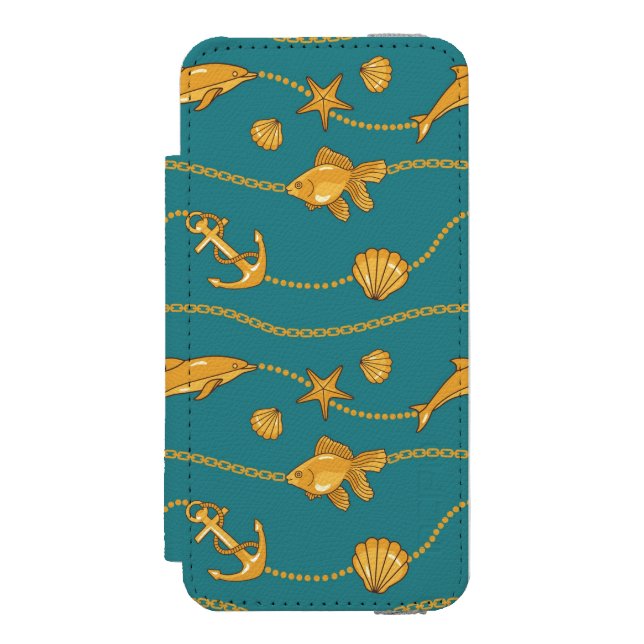 Gold Nautical Pattern Incipio iPhone Wallet Case (Folio Front)