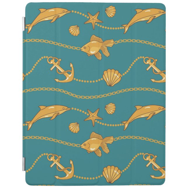 Gold Nautical Pattern iPad Smart Cover (Front)