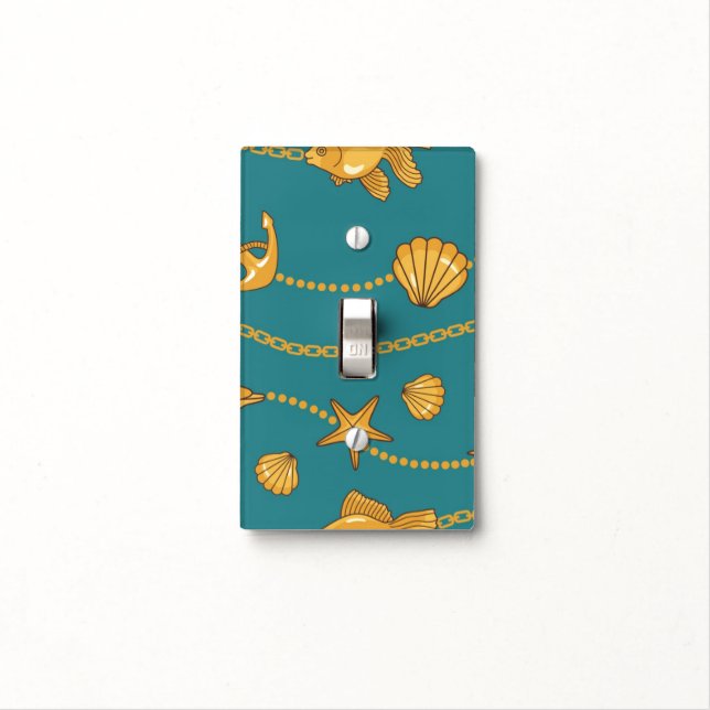 Gold Nautical Pattern Light Switch Cover (In Situ)