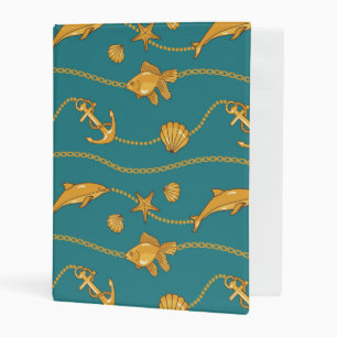 Gold Nautical Pattern Mini Binder