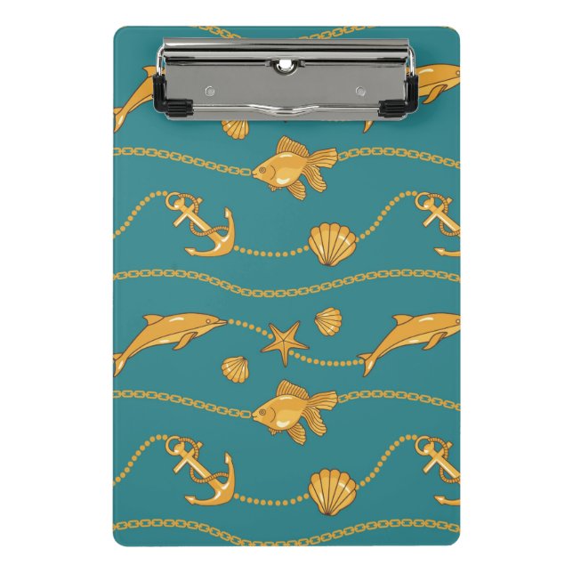 Gold Nautical Pattern Mini Clipboard (Front)