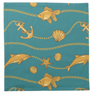 Gold Nautical Pattern Napkin