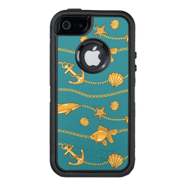 Gold Nautical Pattern Otterbox iPhone Case (Back)