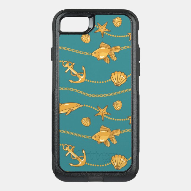 Gold Nautical Pattern Otterbox iPhone Case (Back)