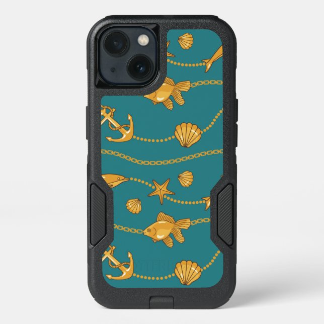 Gold Nautical Pattern Otterbox iPhone Case (Back)