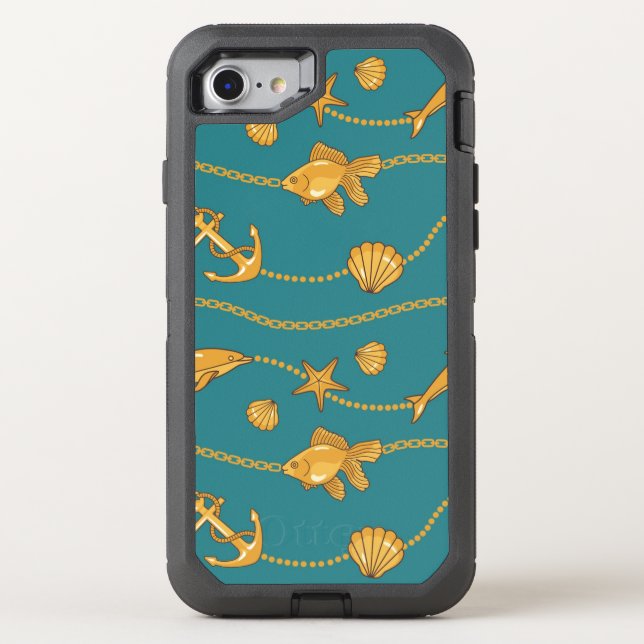 Gold Nautical Pattern Otterbox iPhone Case (Back)
