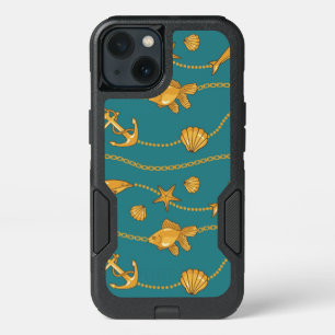 Gold Nautical Pattern iPhone 13 Case