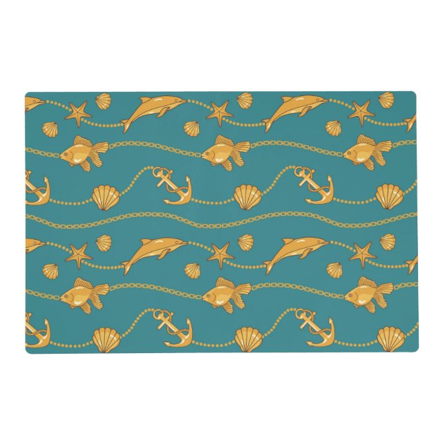 Gold Nautical Pattern Placemat (Front)