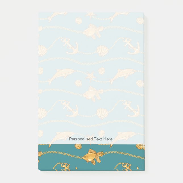 Gold Nautical Pattern Post-it Notes (Front)