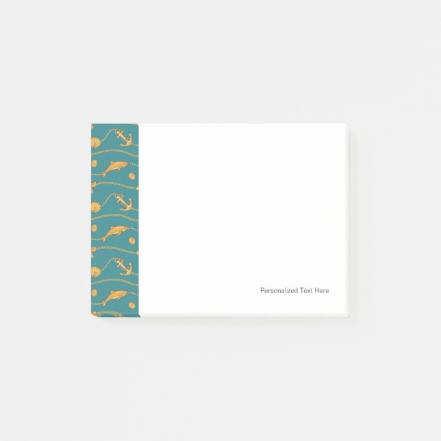 Gold Nautical Pattern Post-it Notes (Front)