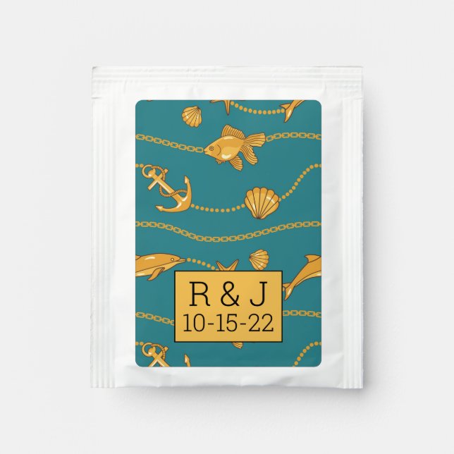 Gold Nautical Pattern Tea Bag Drink Mix (Front)