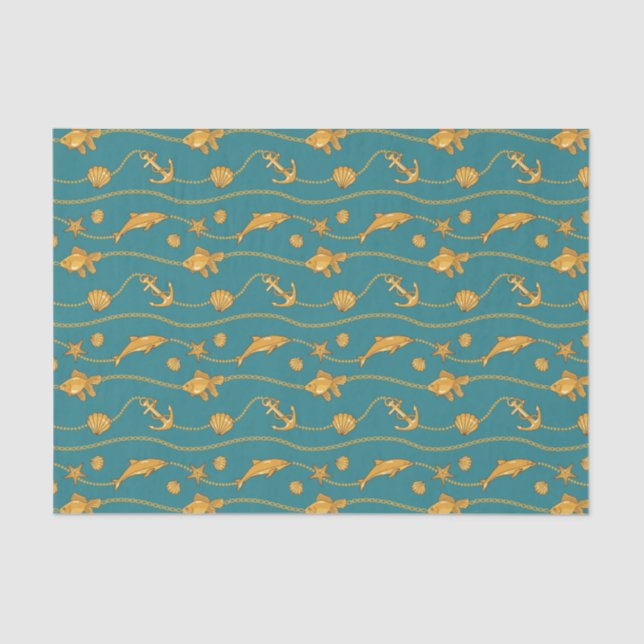 Gold Nautical Pattern Tissue Paper (Front)