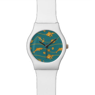 Gold Nautical Pattern Wrist Watch