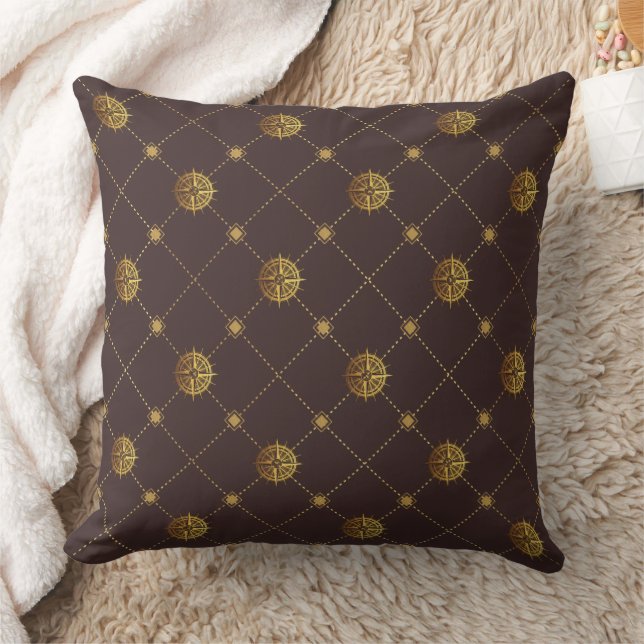 Gold Nautical  Throw Pillow (Blanket)