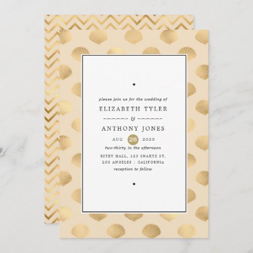 Gold Nautical Wedding Invitation