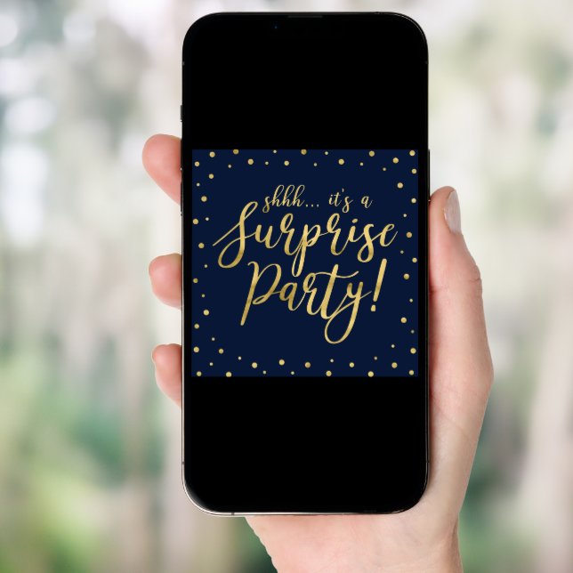 Gold & Navy | 50th Surprise Birthday Party Invitation (Front Digital)