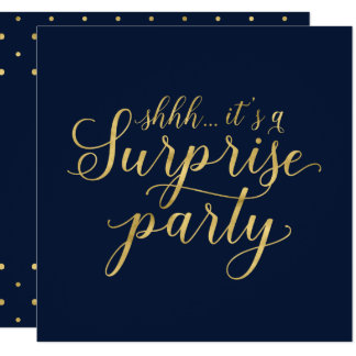 Gold & Navy | 50th Surprise Wedding Anniversary Invitation