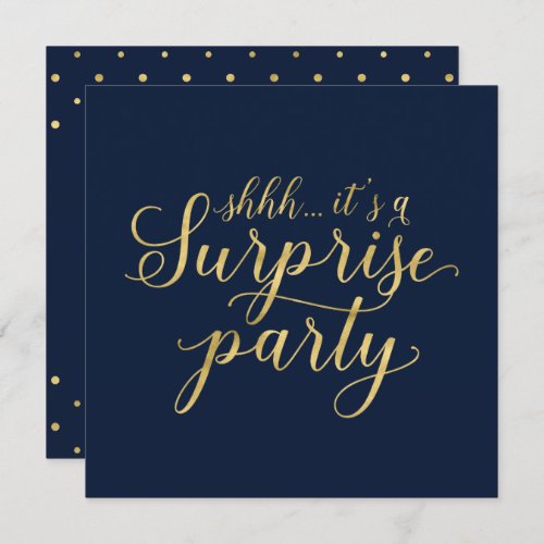 Gold  Navy  50th Surprise Wedding Anniversary Invitation