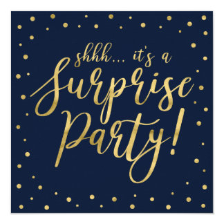 Gold & Navy | 50th Surprise Wedding Anniversary Invitation