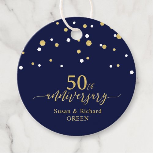 Gold  Navy 50th Wedding Anniversay Celebration Fa Favor Tags