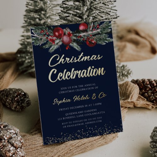 Gold Navy Annual Christmas Party Celebration Gold Foil Invitation