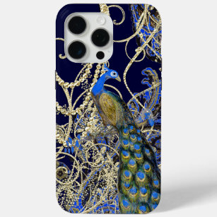 Gold Navy Black Blue Opulence Peacock Swirl iPhone 15 Pro Max Case