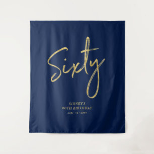 Gold & Navy Blue 60th Birthday Party Backdrop