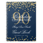 Gold Navy Blue 90th Birthday Guest Book Confetti at Zazzle
