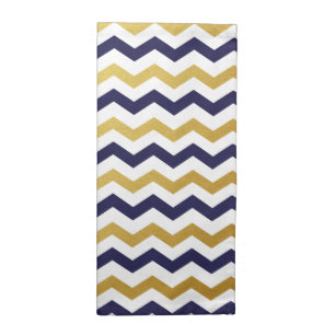 Gold & Navy Blue Chevron Pattern Cloth Napkins
