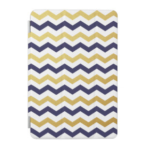 Gold & Navy Blue Chevron Pattern iPad Mini Case