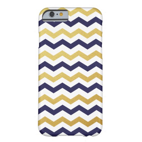 Gold  Navy Blue Chevron Pattern iPhone 6 Case