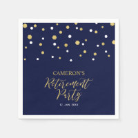 Gold & Navy Blue Chic Confetti Retirement Party