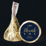 Gold & Navy Blue Custom Wedding Shower Hershey®'s Kisses®<br><div class="desc">Celebrate your special day with this personalized Kisses favor! This design features elegant typography "Thank you" with custom text. A great favor idea for gold & navy blue wedding events. The matching wedding invitations and party supplies are available at my shop BaraBomWedding.</div>