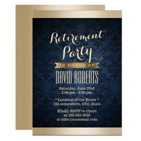 Damask Retirement Invitations 1