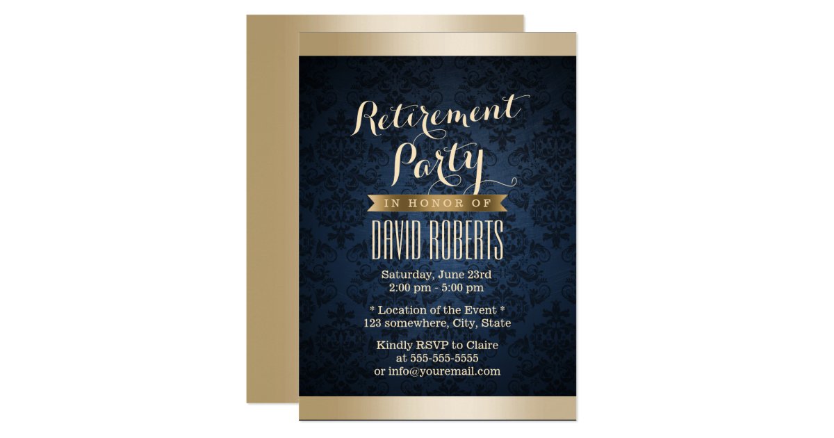 Damask Retirement Invitations 7