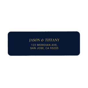 Gold & Navy Blue Elegant Return Address Label