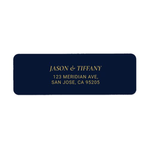 Gold  Navy Blue Elegant Return Address Label