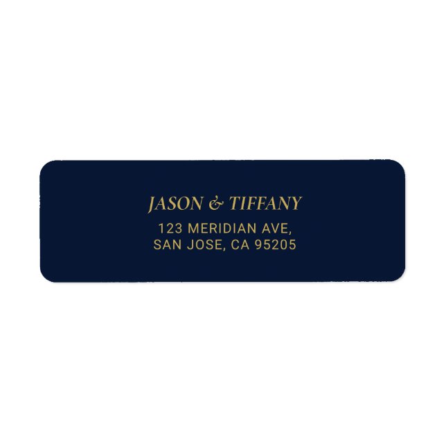 Gold & Navy Blue Elegant Return Address Label (Front)