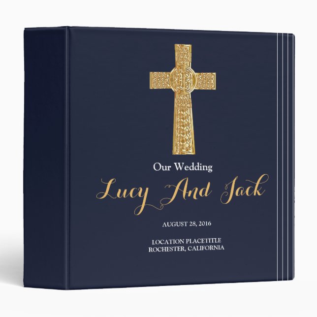 Gold navy blue elegant typography 3 ring binder (Front/Spine)