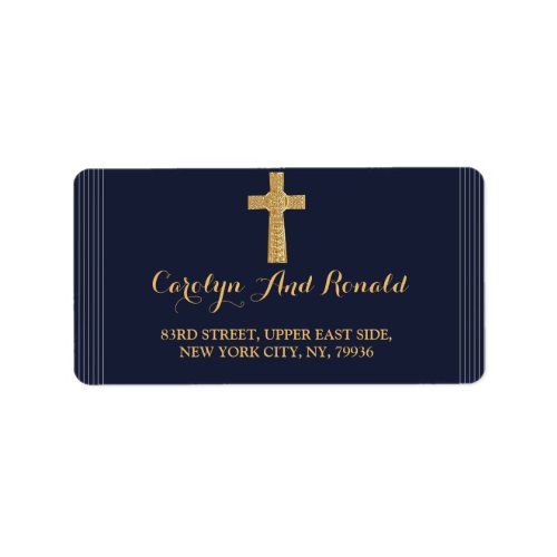 Gold navy blue elegant typography label