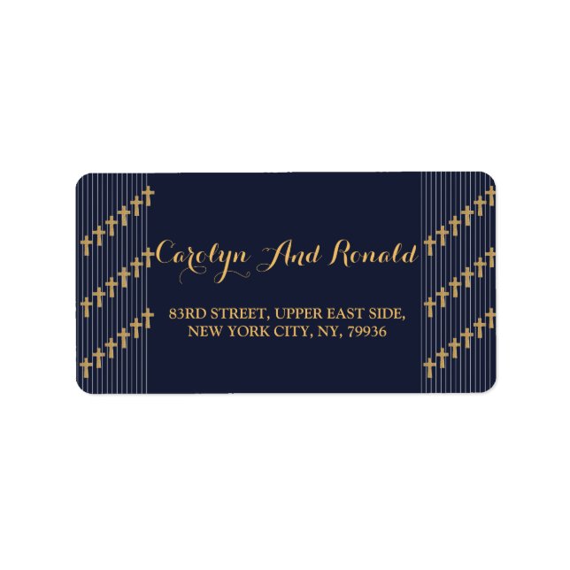 Gold navy blue elegant typography label (Front)