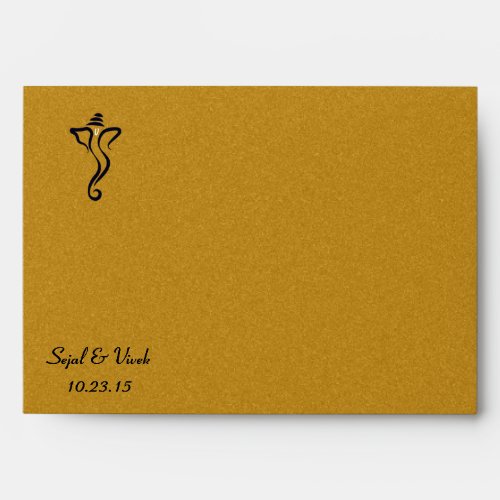 Gold Navy Blue Ganesh Hindu Indian Wedding Custom Envelope