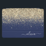 Gold Navy Blue Glitter Script Monogram Girly Name<br><div class="desc">Gold and Navy Blue Faux Foil Metallic Sparkle Glitter Script Monogram Name Laptop Case. This makes the perfect sweet 16 birthday,  wedding,  bridal shower,  anniversary,  baby shower or bachelorette party gift for someone that loves glam luxury and chic styles.</div>